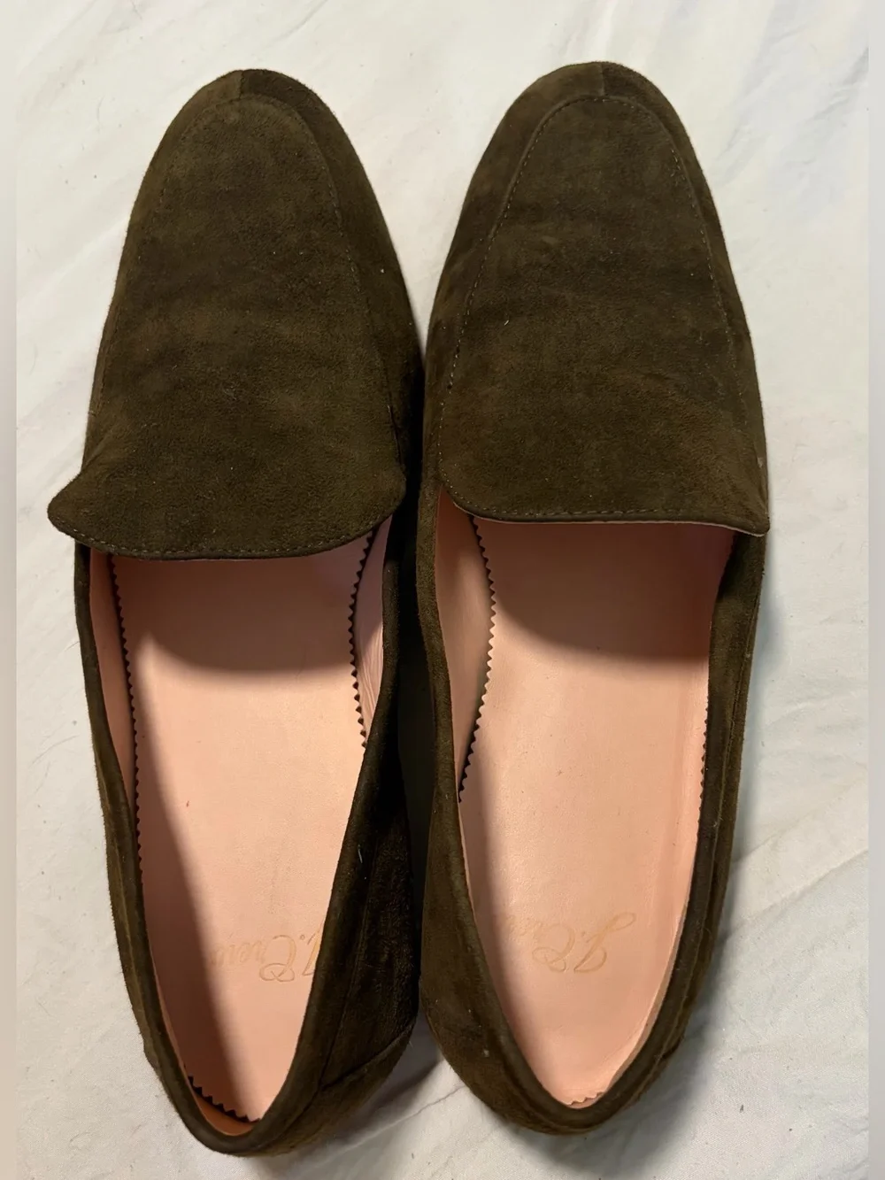 J. Crew Olive Green Suede Smoking Slipper Loafers Women’s Size 8